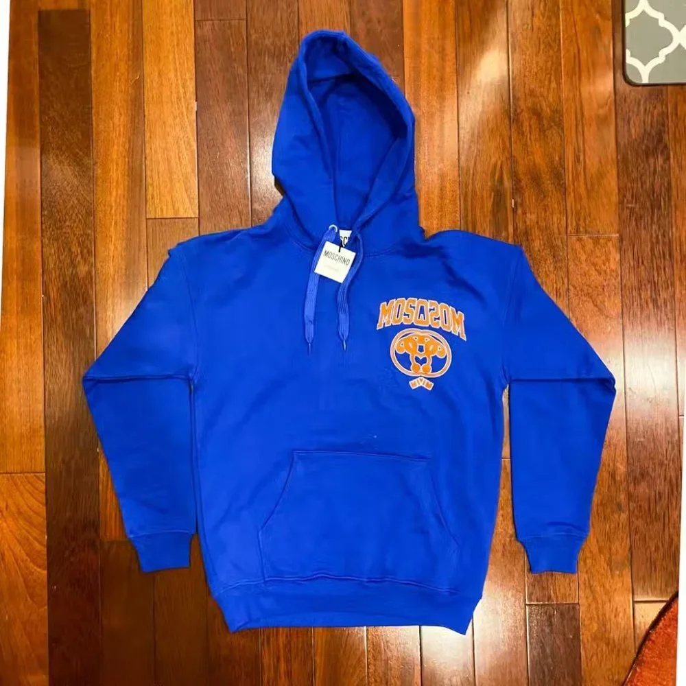 Moschino Blue Graphic Cotton Hooded Sweatshirt - Picture 7 of 9